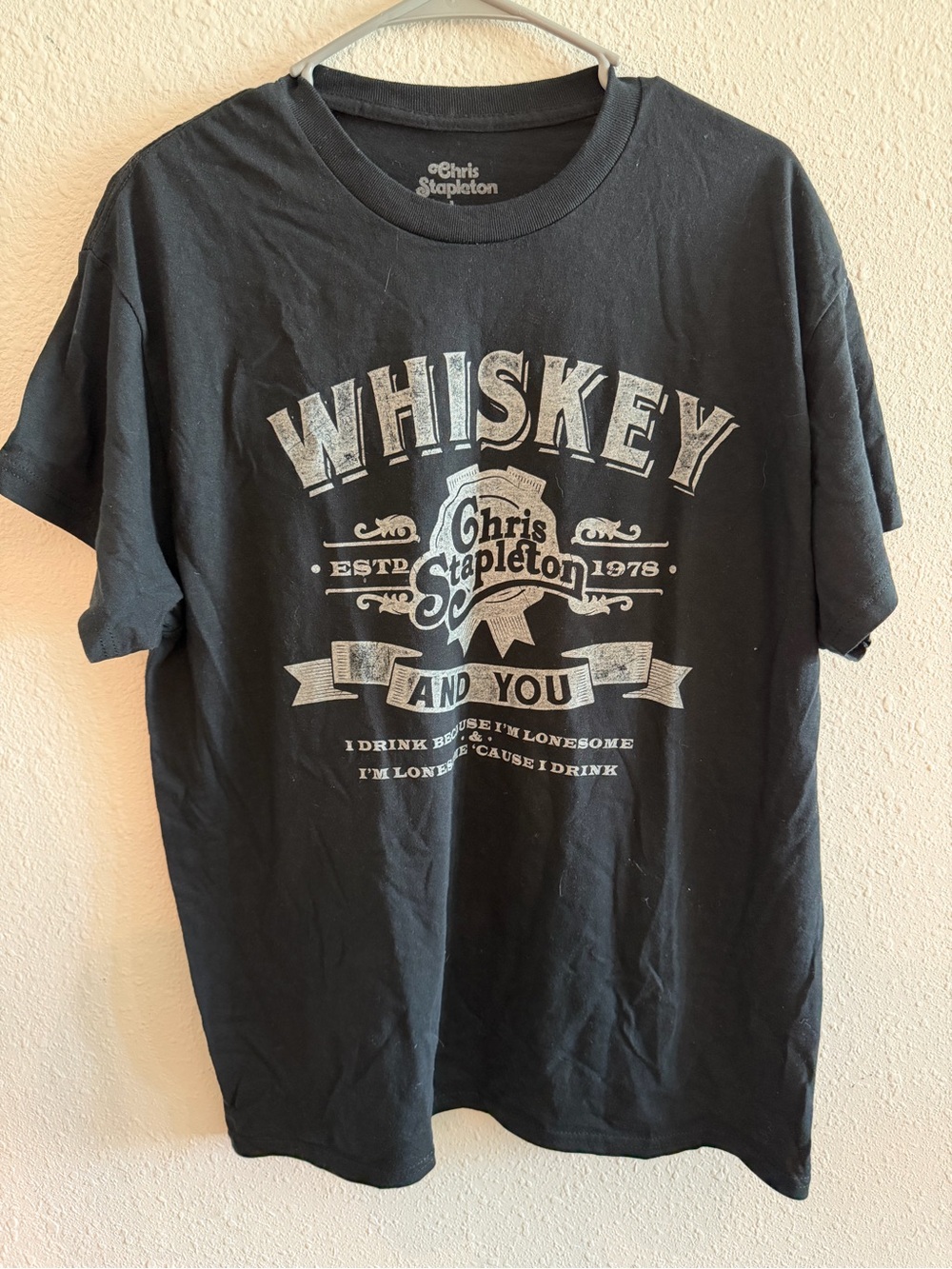 'Whiskey and You' Chris Stapleton Black Graphic Tee - Men